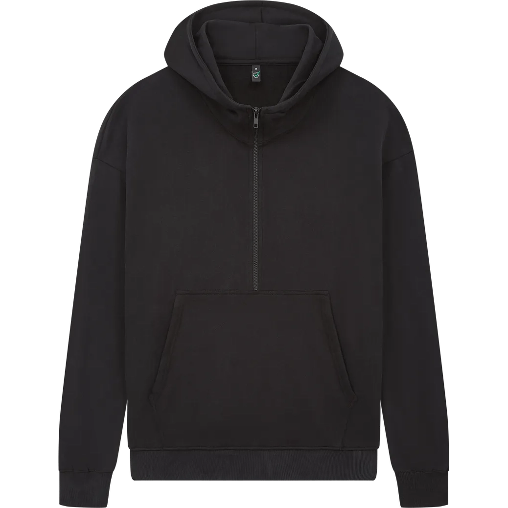 Unisex Half Zip Hoodie with Soft Organic Cotton in 4 Colours — shop and try on with AI characters