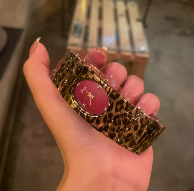 Leopard Print Bangle Watch — shop and try on with AI characters