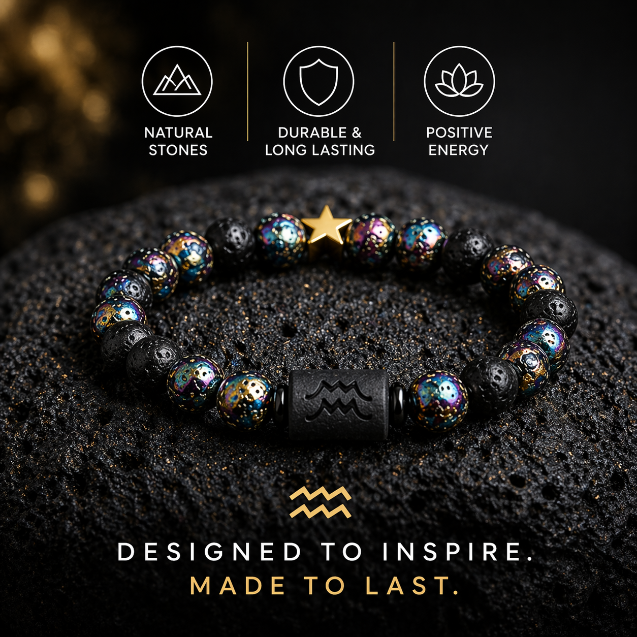 12 Zodiac Constellations Colorful Volcanic Stone Bracelet — shop and try on with AI characters