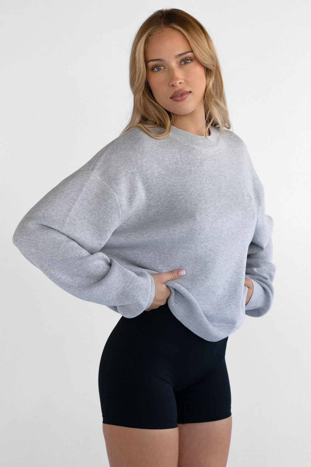 Natural Knit Sweater - Heather Grey — shop and try on with AI characters