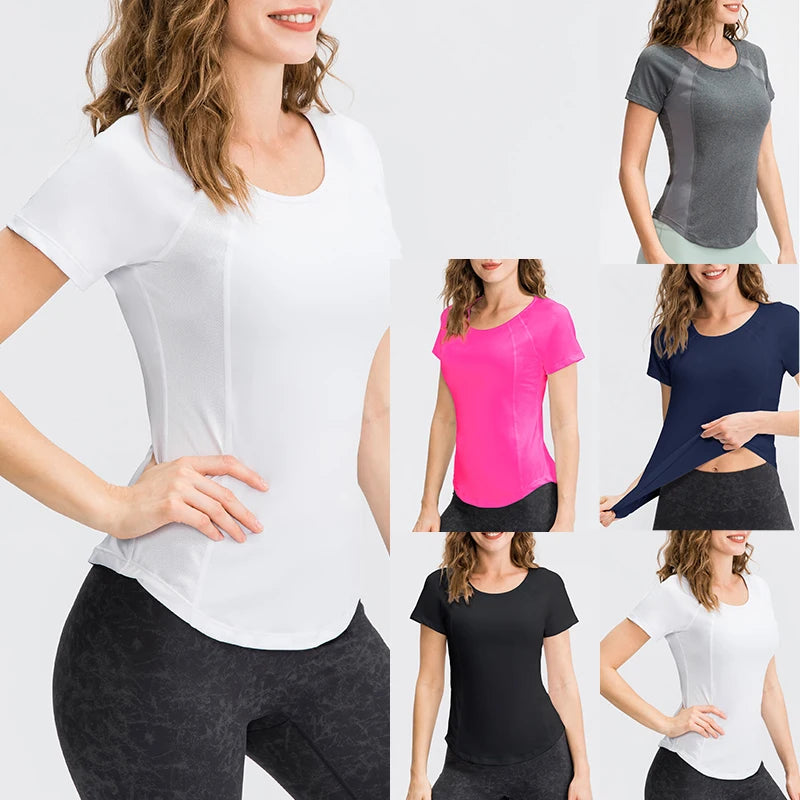 Women’s Quick Dry Yoga Workout Top Breathable Fitness Running Gym T-Shirt — shop and try on with AI characters