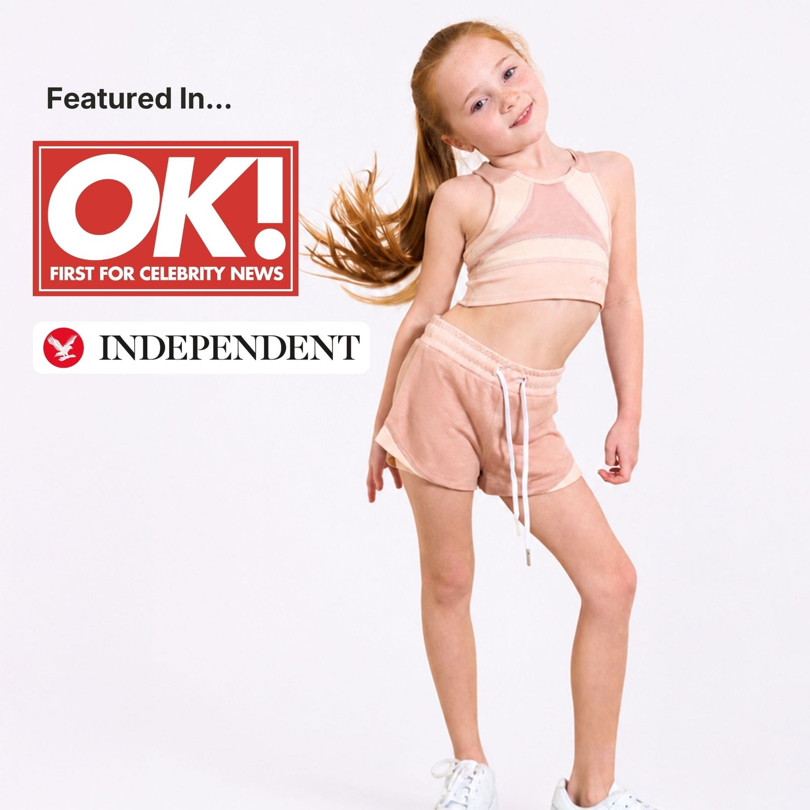 Plant-Based Girls Pink Sports Set: Pink Sport Crop Top & Shorts — shop and try on with AI characters