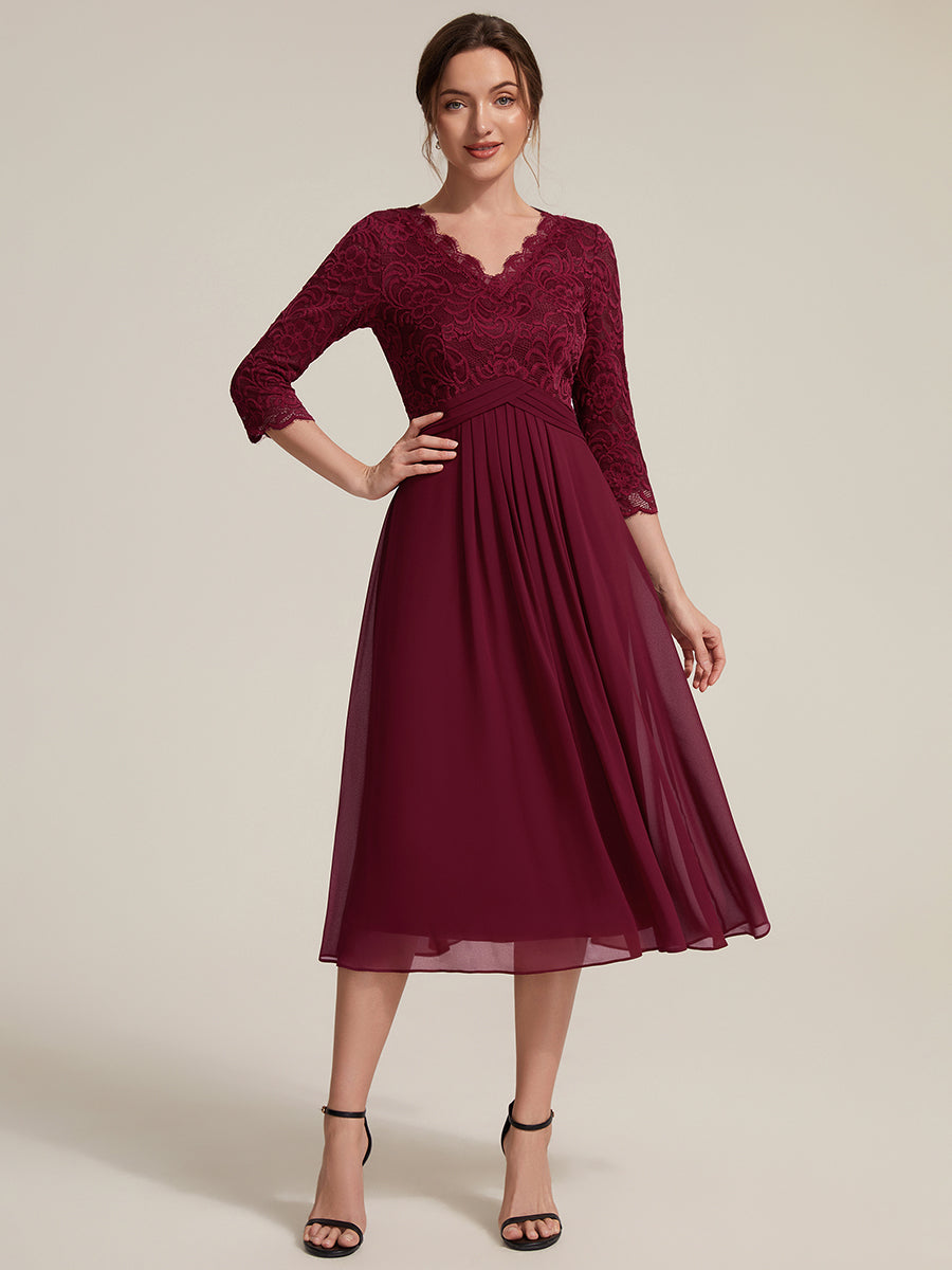 Lace Fitted Sleeve Sheath Wedding Guest Dress — shop and try on with AI characters