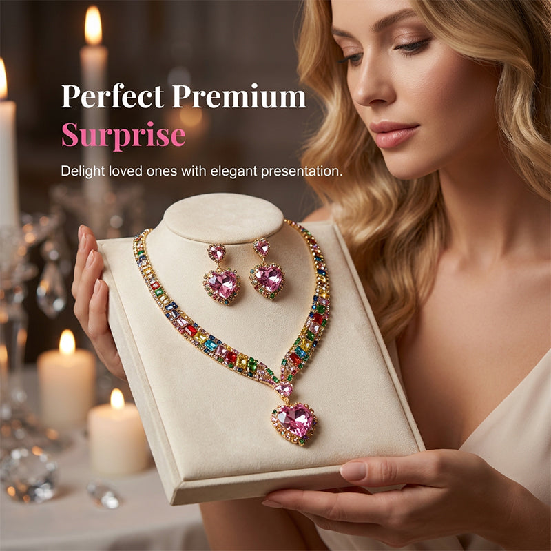 📢📢50% OFF !! ⏰Sparkling Heart Necklace & Earring Set — shop and try on with AI characters