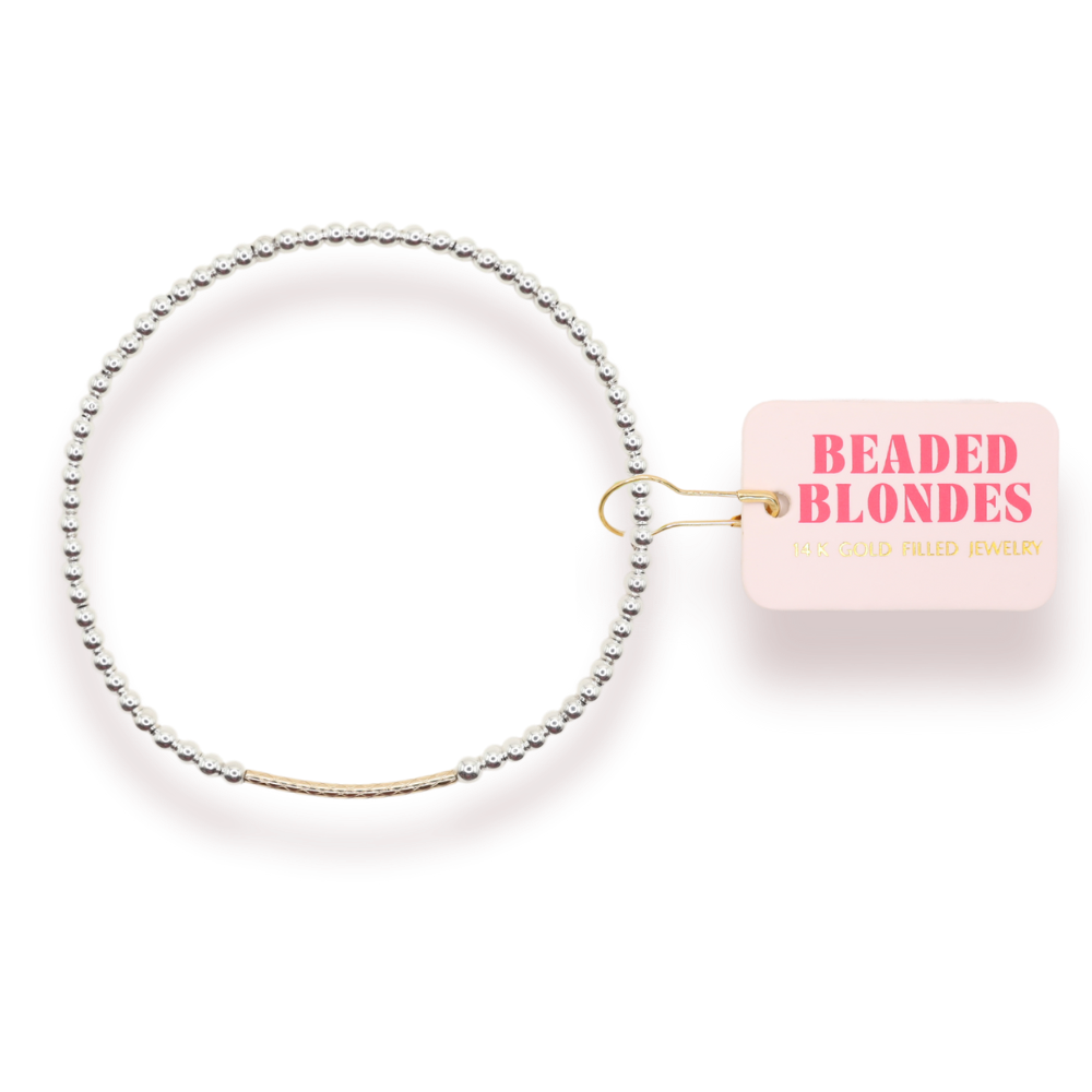 Dainty Bar Bracelet in Silver with Gold — shop and try on with AI characters