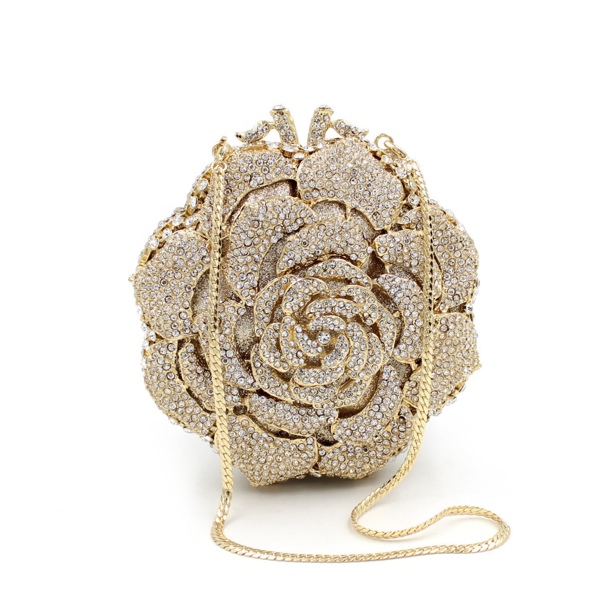 BL011 Rose Luxury Rhinestone Bag Hollow Metal Crystal Dinner Bag Foreign Trade Diamond Bag Lady Clutch Bag — shop and try on with AI characters