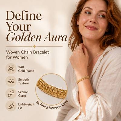 📢📢50% OFF !! ⏰14K Gold-Plated Wide Woven Mesh Bracelet