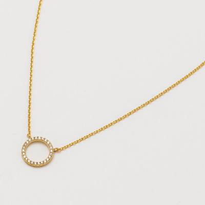 Gold Plated White Cubic Zirconia Circle Necklace