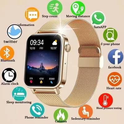 Reloj Inteligente con Pantalla Táctil Cuadrada y Correa de Malla