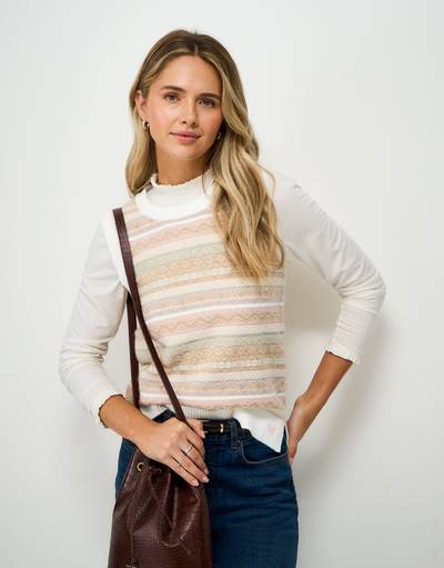 Crew Clothing Women's Mara Fairisle Vest In Neutral Mix