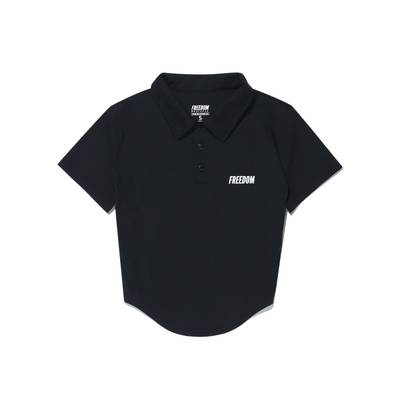 Curved Slim Collar Short Sleeve (Black)