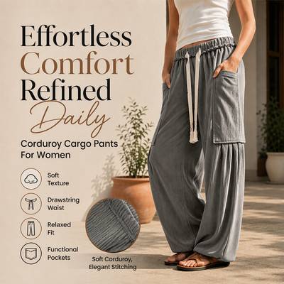 Women's Corduroy Drawstring Cargo Pants