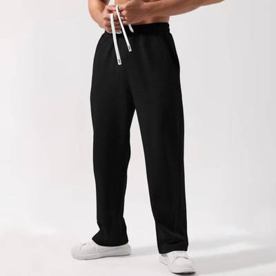 Male Solid Color Elastic-waist Drawstring Sweatpants