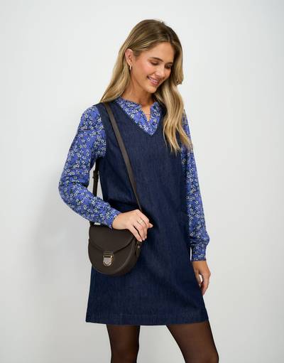 Crew Clothing Women's Tina Denim Pinafore Dress In Denim