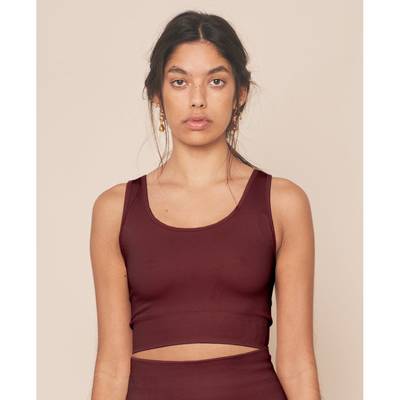 Soft Rib Seamless Crop Top - Burgundy