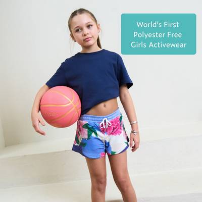 Organic Cotton & Plant-Based Girls' Blue T-shirt and Sports Shorts Set