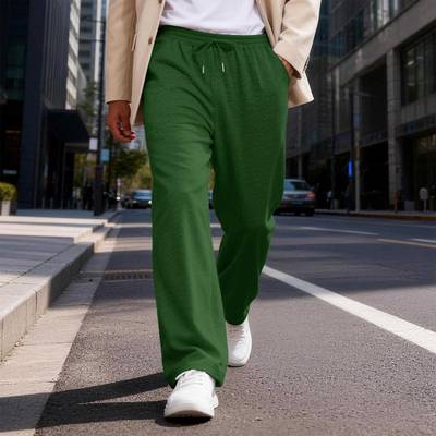 Mens Solid-Color Drawstring Straight-Leg Sweatpants