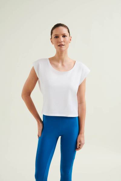 Organic Cotton Cropped Dance Vest - Diamond White - Wellicious Community Sale