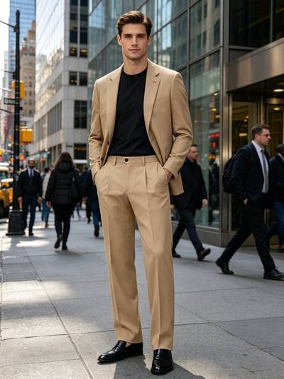 Men's Premium Pleated Wide-Leg Dress Pants Versatile Formal Casual
