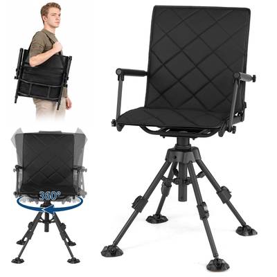 Goplus 360° Swivel Hunting Chair with Adjustable Height and Removable Cushion
