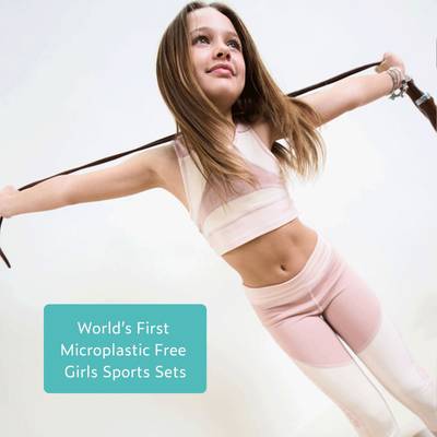 Girls Plant-Based Pink Sports Crop Top & Leggings Set