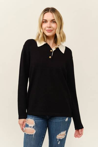 Cielo Women's Polo Solid Pullover Sweater - SW2670