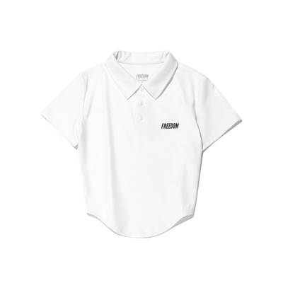 Curved Slim Collar Short Sleeve (White)