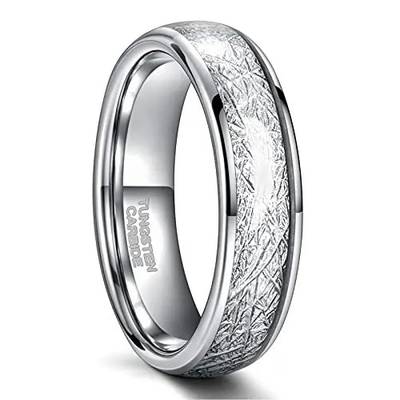 OAHLAN 4/6/8mm Fadeless Tungsten Carbide Rings Men Women Dome Polished Meteorite Inlay Ring Wedding Bands Fashion Jewelry