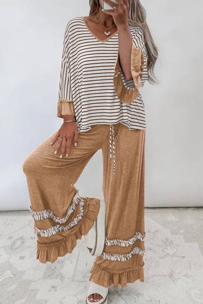 Palmer Elle Striped V-Neck Pants