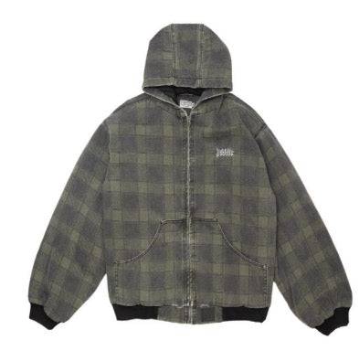 Hoddle Hooded Quilted Denim Jacket Plaid