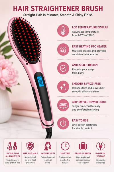 Electric Hair Straightener Brush