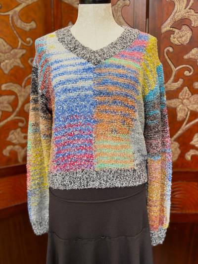Desigual Earthtexture sweater, v-neck stripe JF25