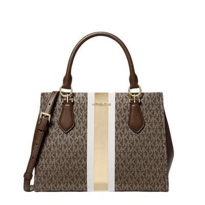Michael Kors Marilyn Medium Signature Logo Stripe Satchel | Lebanon