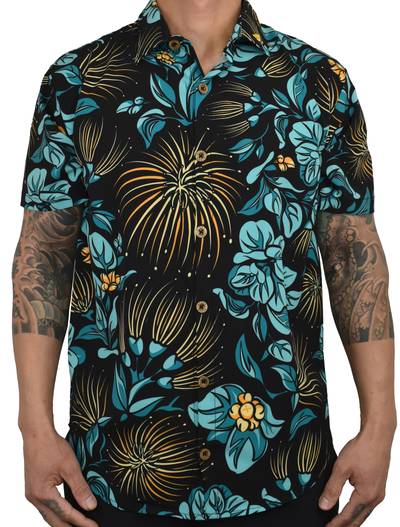 'Big Island ‘ŌHI‘A - Turquoise' ULTRA Aloha (Hawaiian) Shirt - FINAL SALE