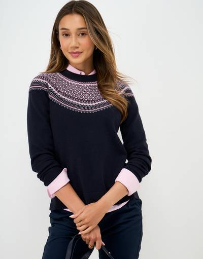 Crew Clothing Women's Yoke Fairisle Jumper In Navy