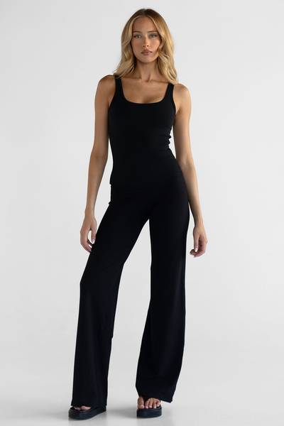 Bamboo Wide Leg Pants - Black