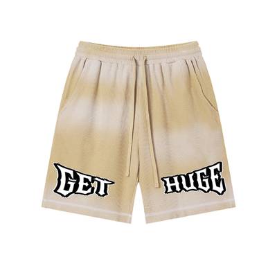 "GET HUGE" Sunfade Waffle Shorts