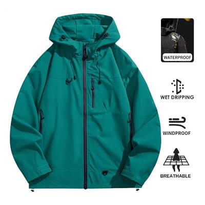 Unisex Windproof Windbreaker Jacket Lightweight Water-Repellent Hiking Coat