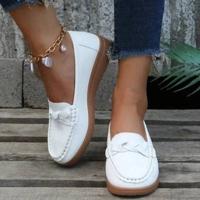 Mocasines sin Cordones para Mujer con Tira Trenzada y Punta Moc