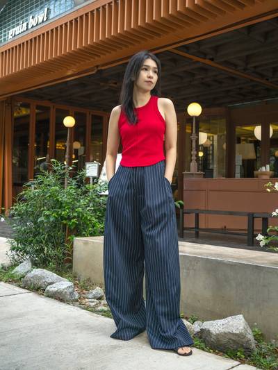 Pinstripe Wide Leg Pants