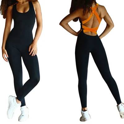 Women's Sleeveless Yoga Jumpsuit — Strappy Back, Stretch Fabric, Lounge & Workout | XXL, 4 Colors