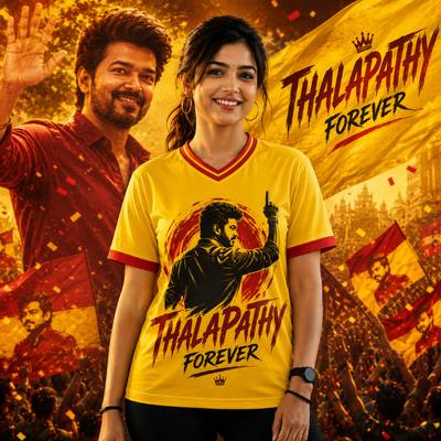 Thalapathy Forever Women's Fan Jersey | Premium Yellow Half Sleeve T-Shirt