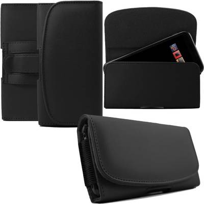 IWIO® PU Leather Belt Phone Holster Holder Belt Clip Case Pouch - BLACK