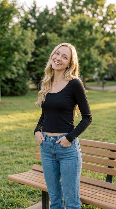 Nathalie wearing Paseo Long Sleeve Tee