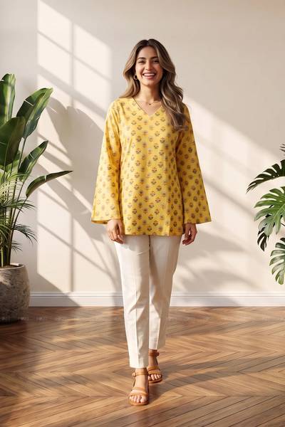 Daisy Drift Printed Short Kurta