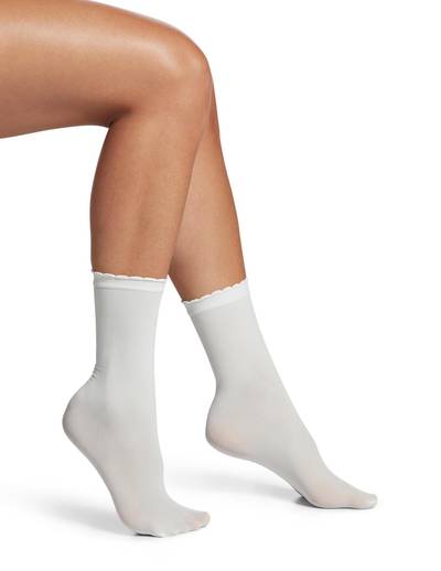 Opaque Scallop Edge Ankle Sock