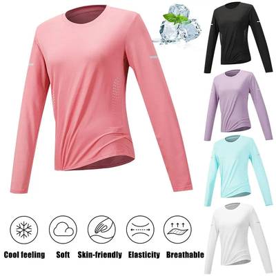 Women’s Quick Dry Long Sleeve Running Shirt Lightweight Sun Protection Fitness T-Shirt