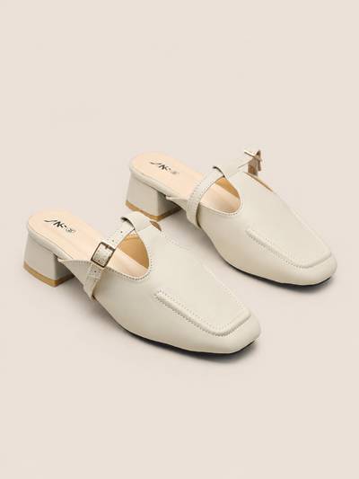 Nawabi Elora Buckle Strap Block Heel Mule Shoes | Nawabi Shoes