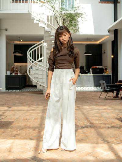 Pinstripe Wide Leg Pants