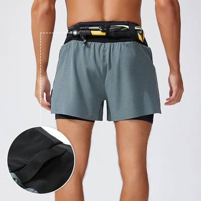 Men’s 2-in-1 Double Layer Running Shorts Quick Dry Breathable Gym Workout Shorts